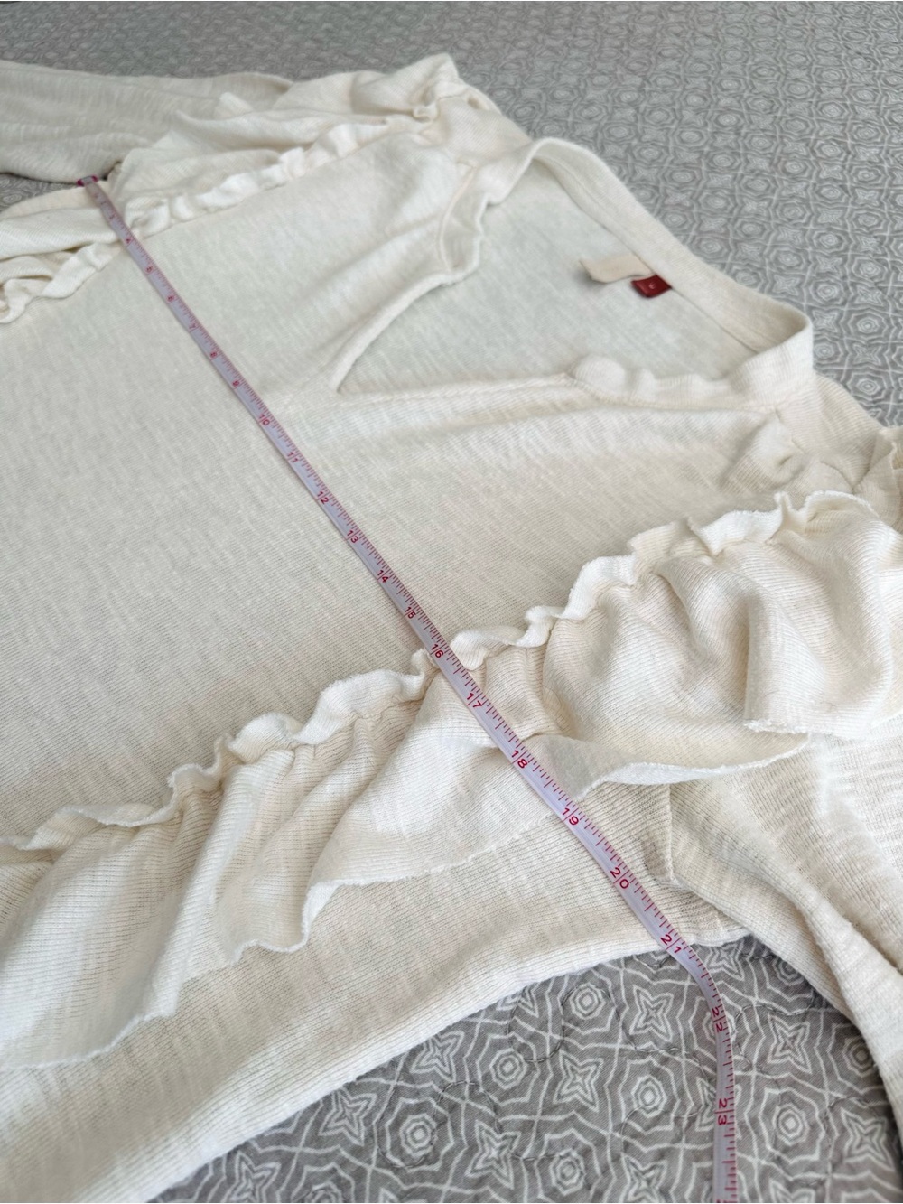 PILCRO Anthropologie Cozy Popover Knit Top Ruffled Ivory Boho Size M - Picture 9 of 12